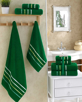 картинка Набор полотенец. Цвет темно-зеленый.